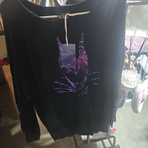 Torrid Black Sweatshirt with Purple Sequin Design
